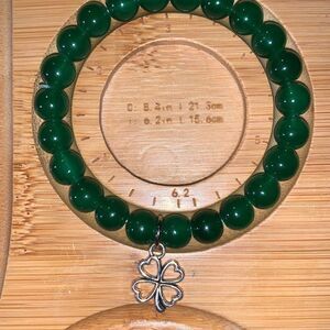 New Handmade Glass Bead Bracelet‎ Girls Women Green 6.2” Fits Most Spring